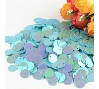Lentejuelas planas redondas grandes de 10 mm, 15 mm, 20 mm y 25 mm con agujero en el borde, lentejuelas sueltas para manualidades, baile infantil, decoración DIY, color azul AB, 15 mm, 50 g, 600 uni