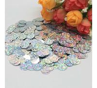Lentejuelas planas redondas grandes de 10 mm, 15 mm, 20 mm y 25 mm con agujero en el borde, lentejuelas sueltas para manualidades, baile infantil, decoración DIY, Lentejuelas plateadas de 25 mm, 50
