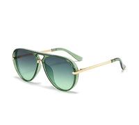 Lentes de sol de moda 2026, montura grande retro, protección UV, para hombres y mujeres, lentes de piloto fluorescentes de moda, Película verde C4 con marco verde