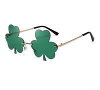 Lentes de sol de trébol verde para mujer, accesorios del día de San Patricio, lentes de trébol irlandés de la suerte, protección UV, ligeros, accesorios de fiesta, disfraz festivo, gafas verdes