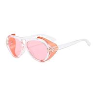 Lentes de sol redondos retro de doble puente punk para mujer, a la moda, color rosa transparente, amarillo, UV400, para hombre
