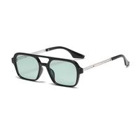 Lentes de sol retro con doble puente para mujer, a la moda, degradados, a la moda, con diseño de leopardo hueco, azul, para hombre, verde y negro, Talla única