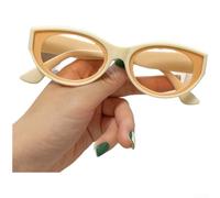 Lentes de sol retro de ojo de gato para mujer, marco pequeño, UV400, ligeros, de PC, a la moda, para conducir, ciclismo, al aire libre, negro, gris, lentes de sol compactos de viaje (beige)