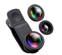 Lentes para cámara de teléfono, Lentes 3 en 1 para teléfono: Lente ojo de pez de 180, Lente macro 10X, Lente gran angular 0.65X, Kits de l