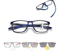 Lentes para Computadora Mujer, Gafas de Lectura Ultraligeras Anti Luz Azul, Multifocales Progresivas Elegantes para Antifatiga Ocular(Dark Blue/Blue,1.0x)