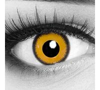 Lentillas de color amarillo negro Lunatic Sun 1 par. Cómodas y perfectas para carnaval de Halloween, cosplay de anime, blandas, sin dioptrías + recipiente de lentillas, sin graduación