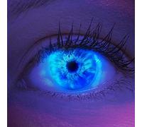 Lentillas de color azul UV Ice Blue 1 par. Cómodas y perfectas para carnaval de Halloween, cosplay de anime, blandas, sin dioptrías + recipiente de lentillas, sin graduación