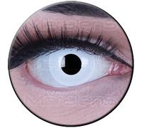 Lentillas de color blanco White Out 1 par. Calidad superior para Halloween Carnaval, carnaval de Halloween gratis estuche de lentillas sin graduación