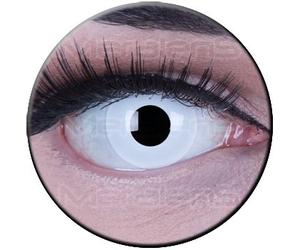 Lentillas de color blanco White Out 1 par. Calidad superior para Halloween Carnaval, carnaval de Halloween gratis estuche de lentillas sin graduación