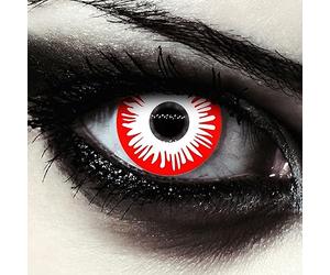 Lentillas de color blanco y rojo sin graduación, para disfraz de zombi en Halloween o carnaval, 2 unidades, de diseño, modelo: Zombie Fear
