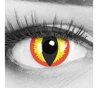Lentillas de color rojo negro Dragon Eyes 1 par. Cómodas y perfectas para carnaval de Halloween, cosplay de anime, blandas, sin dioptrías + recipiente de lentillas, sin graduación