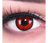 Lentillas de color rojo negro Red Demon 1 par. Para carnaval de Halloween, cosplay de anime + recipiente de lentillas, sin graduación