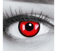 Lentillas de color rojo negro Red Lunatic 1 par. Cómodas y perfectas para carnaval de Halloween, cosplay de anime, blandas, sin dioptrías + recipiente de lentillas, sin graduación