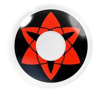 Lentillas de color rojo negro Sasuke Mangekyu 1 par. Cómodas y perfectas para carnaval de Halloween, cosplay de anime, blandas, sin dioptrías + recipiente de lentillas, sin graduación