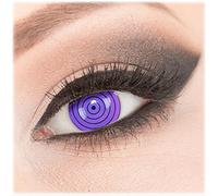 Lentillas de color violeta negro Rinnegan Violet 17mm 1 par. Cómodas y perfectas para carnaval de Halloween, cosplay de anime, blandas, sin dioptrías + recipiente de lentillas, sin graduación