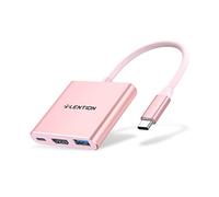 LENTION 3 en 1 Hub USB C con HDMI 4K, USB 3.0 y PD 100W para MacBook Pro 2025-2016, Nuevo Mac Air, Surface, iPhone 17 Plus Pro MAX y Más, Adaptador USB C con Stable Driver (C14, Oro Rosa)