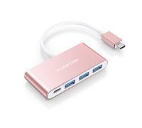 LENTION 4 en 1 Hub USB C con 3 USB 3.0 y PD 100W para MacBook Pro 2025-2016, Nuevo Mac Air, Surface, iPhone 17 Plus Pro MAX y Más, Adaptador USB-C Multipuerto (C13se, Oro Rosa)