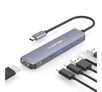 LENTION 6 en 1 Adaptador USB C a HDMI 4K@60Hz, Hub USB C con Puerto USB-C para Datos, 3 USB 3.0, PD 100W, Compatible con MacBook Pro 2026-2016, Nuevo MacBook Neo, Surface, iPhone 17/16/15 Serie (Gris)