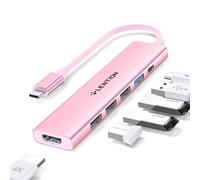 LENTION 6 en 1 Hub USB C HDMI 4K@30Hz, PD 100W, USB-A 3.0 & 2.0, Adaptador USB C para MacBook Pro/Air 2026-2016, Nuevo MacBook Neo, Surface, iPhone 17 Plus Pro MAX y Más (CH17, Oro Rosa)