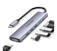 LENTION 6 en 1 Hub USB C HDMI 4K@30Hz, PD 100W, USB-A 3.0 & 2.0, Adaptador USB C para MacBook Pro/Air 2026-2016, Nuevo MacBook Neo, Surface, iPhone 17 Plus Pro MAX y Más (CH17, Gris)
