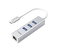 LENTION Adaptador Ethernet USB C Hub con 3 Puertos USB 3.0, Conector de Red RJ45 para MacBook Pro 2025-2016, Nuevo Mac Air/iPad Pro, Chromebook, Más (C23s, Plata)
