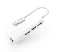LENTION Hub de 3 Puertos USB con Adaptador LAN RJ45 Portátil Ethernet Dock Extensor de Red para MacBook Air/Pro (Generación Anterior) / Surface Book/XPS (Blanco)