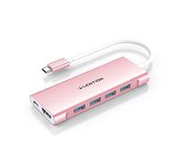 LENTION Hub Multipuerto USB-C con Salida HDMI 4K, 4 USB 3.0, Carga Tipo C para MacBook Pro 2024-2016, Nuevo Mac Air y Surface, Chromebook, etc, Adaptador con Stable Driver (CB-C35, Oro Rosa)
