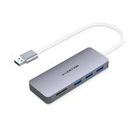 LENTION Hub USB 3.0 con 3 USB 3.0 & Lector de Tarjeta SD/TF, Adaptador para TF/SDXC/SDHC/SD/Tarjetas UHS-I para MacBook Air/Pro (Generaciones Anteriores), Surface, Chromebook, etc(H15, Gris Espacial)