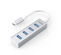 LENTION Hub USB C, 4 Puertos USB 3.0 de 5Gbps, Adaptador Multipuerto USB-C a USB-A OTG, para MacBook Pro 2025-2016, Nuevo Mac Air, Surface, iPhone 17 Plus Pro MAX y Más (C22s, Plata)
