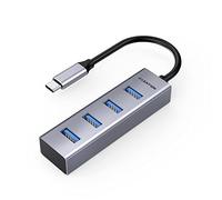 LENTION Hub USB C, 4 Puertos USB 3.0 de 5Gbps, Adaptador Multipuerto USB-C a USB-A OTG, para MacBook Pro 2026-2016, Nuevo Mac Air, MacBook Neo, Surface, iPhone 17 Plus Pro MAX y Más (C22s, Gris)