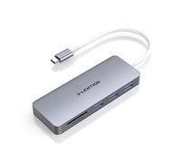 LENTION Hub USB C con 3 USB 3.0 y Lector de Tarjeta SD/TF para MacBook Pro 2025-2016, Nuevo Mac Air, Surface, iPhone 17 Plus Pro MAX y Más (C15, Gris)