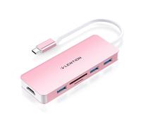 LENTION Hub USB C con HDMI 4K, 3 USB 3.0, Lector de Tarjeta SD/Micro SD para MacBook Pro 2026-2016, Nuevo Mac Air, MacBook Neo, Surface, iPhone 17 Plus Pro MAX y Más (C18, Oro Rosa)