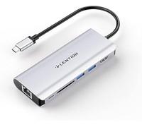 LENTION Hub USB C con HDMI 4K, Lector de Tarjeta SD, 2 USB 3.0, Carga Tipo C & Ethernet para MacBook Pro 2025-2016, Nuevo Mac Air, Surface, iPhone 17 Plus Pro MAX y Más (C68, Plata)