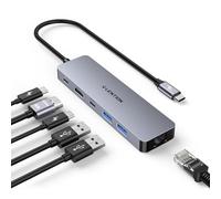 LENTION Hub USB C Ethernet 6 en 1, Adaptador USB C con HDMI 4K@60Hz, 1000Mbps Ethernet, 3 USB 3.0, PD 100W para Nuevo MacBook Pro/Air, Surface, Chromebook, iPhone 17/16/15 Serie (C26b, Gris)