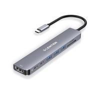 LENTION Hub USB C HDMI 4K@60Hz, PD 100W, Lector de Tarjeta SD/TF, USB-C 3.0 y 3 USB-A 3.0 5Gbps, Adaptador para MacBook Pro 2026-2016, Nuevo MacBook Air, Surface, iPhone 17 Plus Pro MAX y Más (Gris)