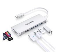 LENTION Hub USB C Multipuerto con HDMI 4K, 3 USB 3.0, Lector de Tarjeta SD/TF 3.0, Compatible con MacBook Pro 2025-2016, Surface, iPhone 17 Plus Pro MAX y Más (C34, Plata)
