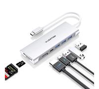 LENTION Hub USB C Multipuerto con HDMI 4K, 3 USB 3.0, PD 100W | Lector de Tarjeta SD/TF para MacBook Pro 2026-2016, Nuevo Mac Air/MacBook Neo/iPad Pro, iPhone 17/16/15 Serie (C36b, Plata)