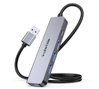 LENTION Hub USB con Cable Largo de 60cm, 4 Puertos USB 3.0 y Puerto de Alimentación Tipo C, Compatible con Ordenadores Windows, MacBooks y Otros Dispositivos con un Puerto USB 3.0-A (HE32, Gris)