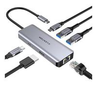 LENTION Multipuerto Adaptador USB C 6 en 1, Hub USB C con Pantalla 4K@60Hz HDMI, Ethernet RJ1000Mbps, 3 USB, PD100W para MacBook Pro 2025-2016, Surface, iPhone 17 Plus Pro MAX y Más (Gris)