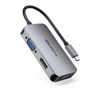 LENTION USB C Hub con 4K HDMI, 1080VGA, DisplayPort, Adaptador USB-C para MacBook Pro 2025-2016, Nuevo Mac Air, Surface, iPhone 17 Plus Pro MAX y Más (CE54HVD, Gris)