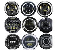 LENTLY Foco Trabajo LED Faros 2x Faro Led De 7 Pulgadas Para Coche, Faro Alto/bajo H4 Con Ojos En Ángulo DRL Para Suzuki, Para Todoterreno, Para Defender 4x4(80w Halo light Black)