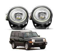 LENTLY Foco Trabajo LED Faros 2X9005 H10 Luz Antiniebla LED Delantera Para Coche Ojo Ángel DRL Conjunto Lámpara Circulación Diurna Para Jeep Para Commander 2006 2007 2008 2009 2010(Yellow and White)