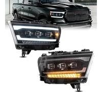 LENTLY Foco Trabajo LED Faros Faros Delanteros LED 2 Piezas Para Dodge Para Ram 1500 2019 2020 2021 Luces Conducción Delanteras DRL Intermitentes Secuenciales(2 piece LHD)