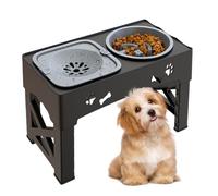 Lento Elevado,Base Regulable con Plato Antigloton para Mascotas | Dispensador De Comida Y Agua Antiderrames Altura Ajustable para Gatos Y Perros Pequeños