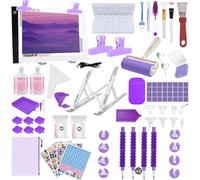 Lenxnmy 161Pcs DIY Diamante de Pintura Herramientas Kit con Mesa de Luz para Calcar A4, Sellador de Arte de Diamantes, Corrección de Diamantes, Artesanal de Bricolaje