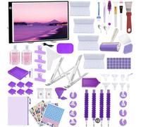 Lenxnmy 247Pcs DIY Diamante de Pintura Herramientas Kit con Mesa de Luz para Calcar A3, Sellador de Arte de Diamantes, Corrección de Diamantes, Artesanal de Bricolaje