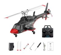 LenyKingPro Helicóptero A61 1:52 Little Wolf, control remoto de 2.4 G, modelo RTF de un solo rotor de 4 canales, posicionamiento de flujo de luz de altitud constante (rojo, blanco, negro/1 batería)