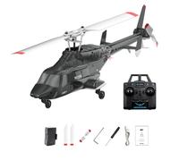 LenyKingPro Helicóptero A61 1:52 Little Wolf, control remoto de 2.4 G, modelo RTF de un solo rotor de 4 canales, posicionamiento de flujo de luz de altitud constante (rojo y negro/1 batería)