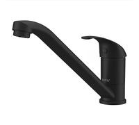 Lenz Aurora 46041051 - Grifo de cocina de baja presión, color negro mate, giratorio 360°, superficie antihuellas