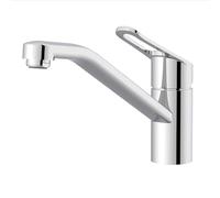 Lenz Grifo de cocina MILA en cromo - Altura cómoda y caño giratorio 180° - Con fijación rápida - Superficie fácil de limpiar - Boquilla mezcladora de marca y cartucho de cerámica - 46060602